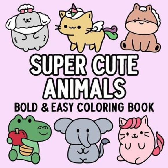 Super Cute Animals Bold and Easy Coloring Book -- Hue Coloring - Picture 1 of 1